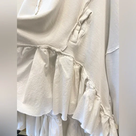 Free People oversized white cotton button down sweater high low free size - Picture 7 of 9